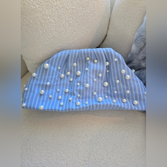 Anthropologie, Maeve,Oversized Frankie Clutch, Blue/White/Pearl - Picture 5 of 8